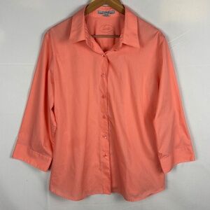 Foxcroft Womens No Iron Button Down Long Sleeve Shirt Sz 18 Office Business FLAW